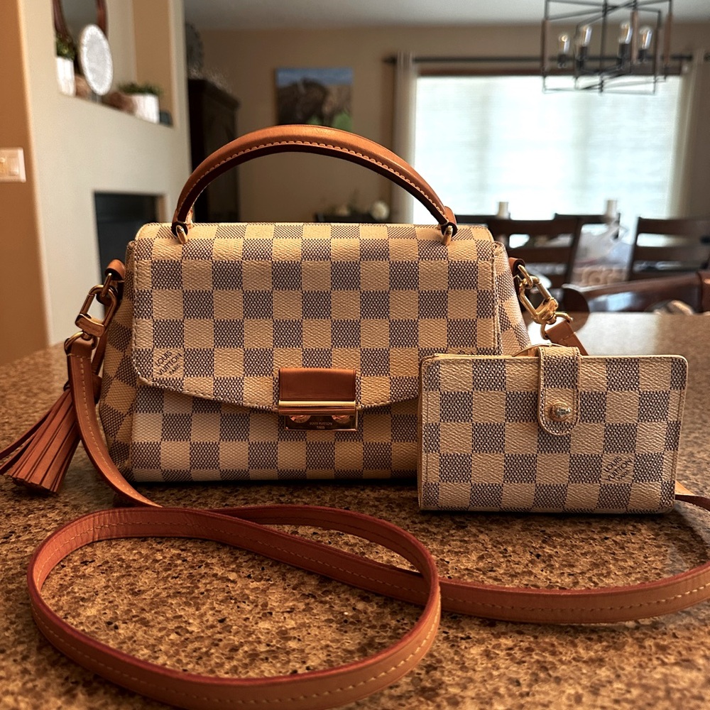 Louis Vuitton Damier Azur Croisette crossbody with matching wallet